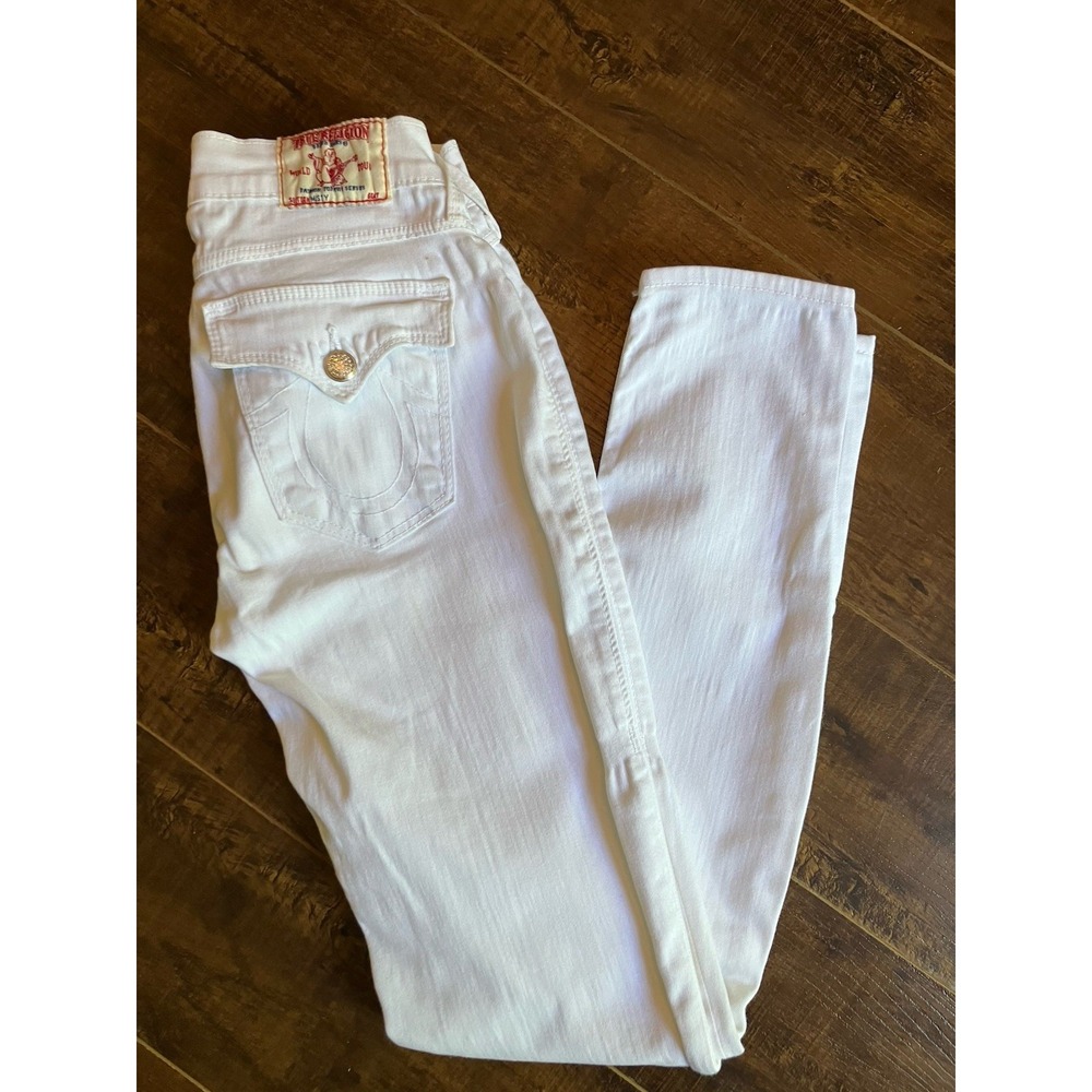 True Religion White Skinny Jeans Women's Size 26 USA Made Stretch Denim